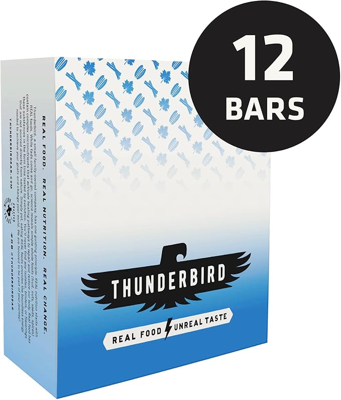 Thunderbird Bars Energy Snack, Gluten-Free with Protein, Healthy Real Food, Vegan Paleo Non-GMO, No Added Sugar, Texas Maple Pecan Flavor (12 Count, 1.7 oz. Bars)
