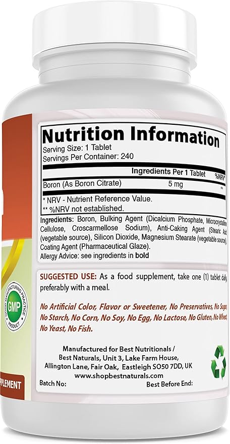 Best Naturals Boron Supplements 5 mg 240 Tablets (240 Count (Pack of 1))