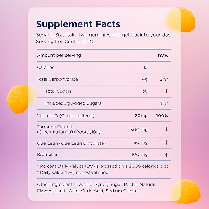Canary Swift Soother Gummies | Bromelain, Curcumin, Quercetin, and Turmeric Supplement for Joint Health & Digestion - Vegan Tropical Pineapple Flavor, 60 Gummies