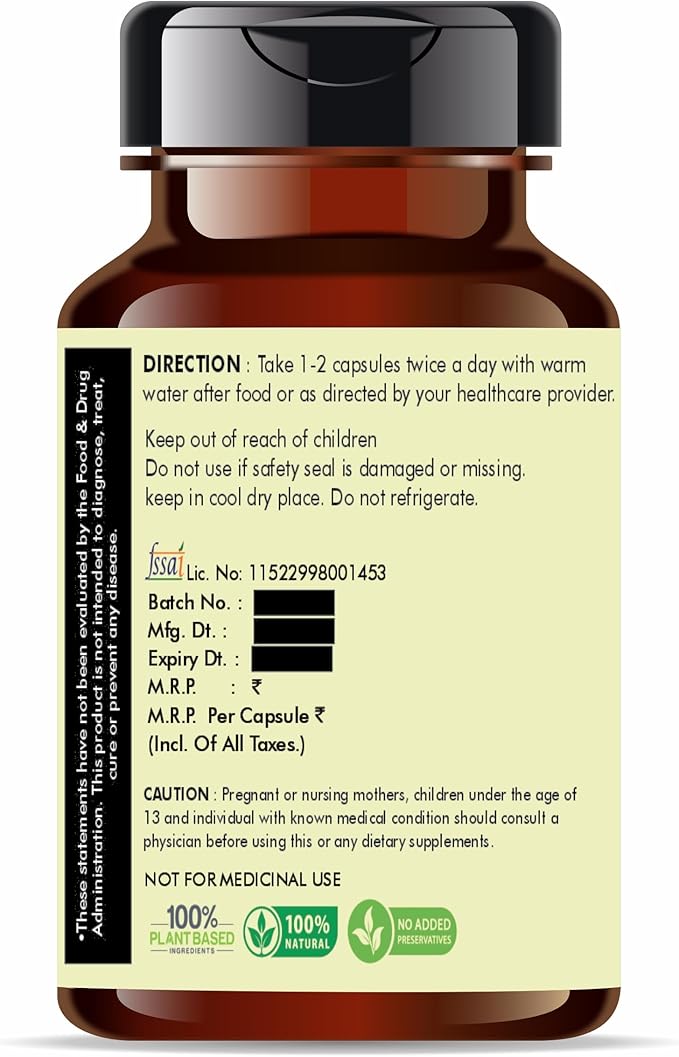 Neem Extract 500mg - 60 Vegetarian Capsules | Azadirachta Indica | All Natural | 100% Vegan | Gluten-Free | GMP Certified.