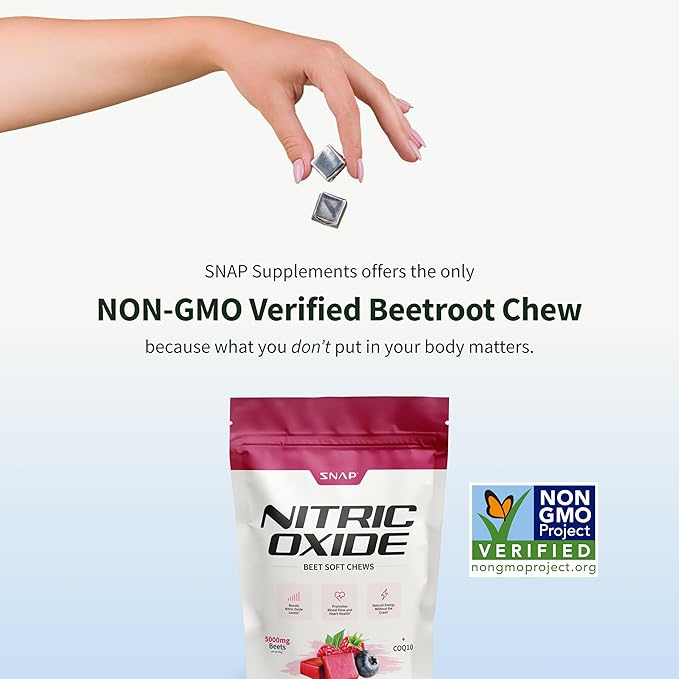 Snap Supplements USDA Organic Beet Root Powder, 3-in-1 Nitric Oxide Supplement, Support Healthy Blood Pressure and Blood Circulation, 250g (30 Servings (Pack of 1), Mixed Berry (Chews))