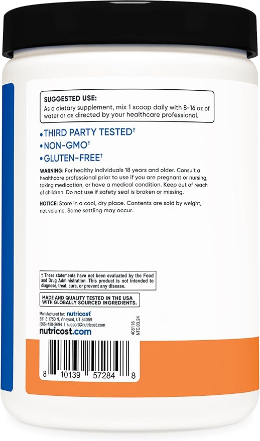 Nutricost BCAA + Hydration Powder (Peach Rings) 30 Servings - Branched Chain Amino Acids with Hydration Complex - Gluten-Free, Non-GMO