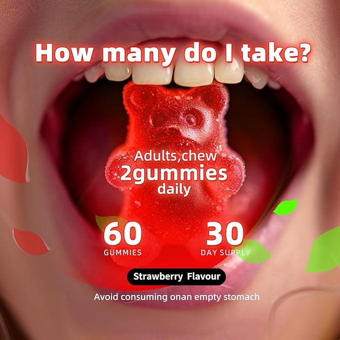 Magnesium Glycinate Gummies 1000mg - Sugar Free Magnesium Potassium Supplement with Vitamin D, B6, CoQ10 for Calm Mood & Sleep Support - 120 Strawberry Gummies