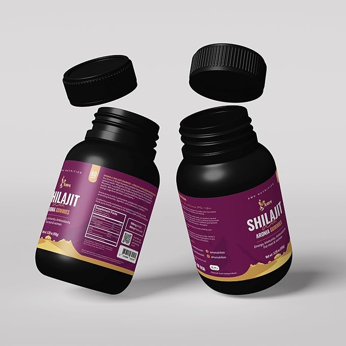 Shilajit Gummies for Men & Women with Aronia Berries (60 Count (Pack of 1), Aronia Berries)