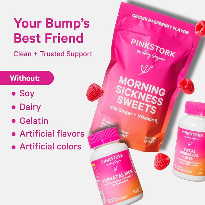 Pink Stork Premium Prenatal Gummy Vitamins with DHA, Folate, and Vitamin D - Multivitamin and Nutrient Blend for Neural Tube and Fetal Brain Development - Pregnancy Must Haves - 60 Vegan Gummies