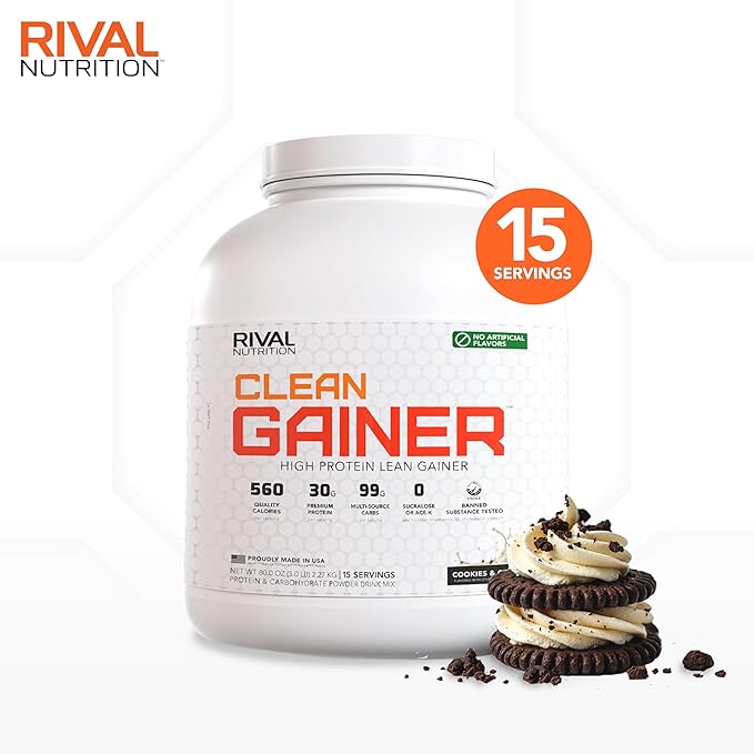 RIVAL NUTRITION Naturally Flavored Clean Gainer (5lb, Cookies and Cream)