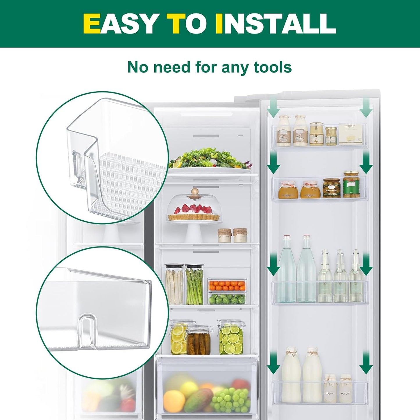 (2 PACK) UPGRADED DA97-20638A Refrigerator Door Bin Compatible with Samsung Refrigerator Shelf Bin Right Door Parts RS27T5200SR RS27T5201SR RS22T5561SG RS27T5561SR RS22T5561SR Shelf