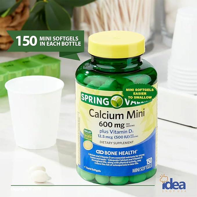 Calcium 600mg with Vitamin D3 Bone & Teeth Support, 150 Mini Softgels ā Easy to Swallow, Gluten-Free, Non-GMO ā Bundle with Vitamins & Minerals - A to Z - Better Idea Guide