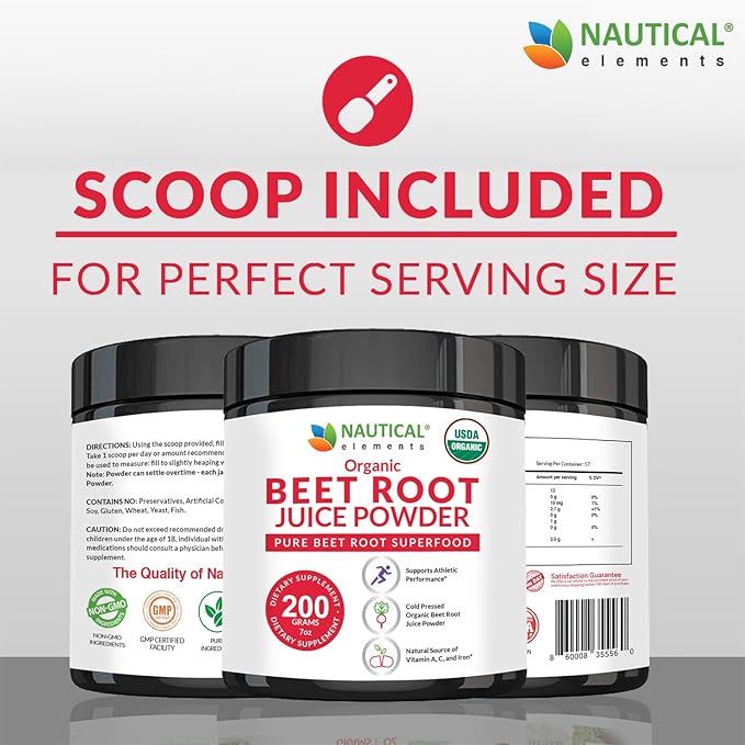 Beet Juice Powder Organic - Cold Pressed - 20:1 Concentrate - Concentrated Beet Root Powder - Nitric Oxide - Circulation Support - 57 Servings of Beet Root Supplement - 7oz