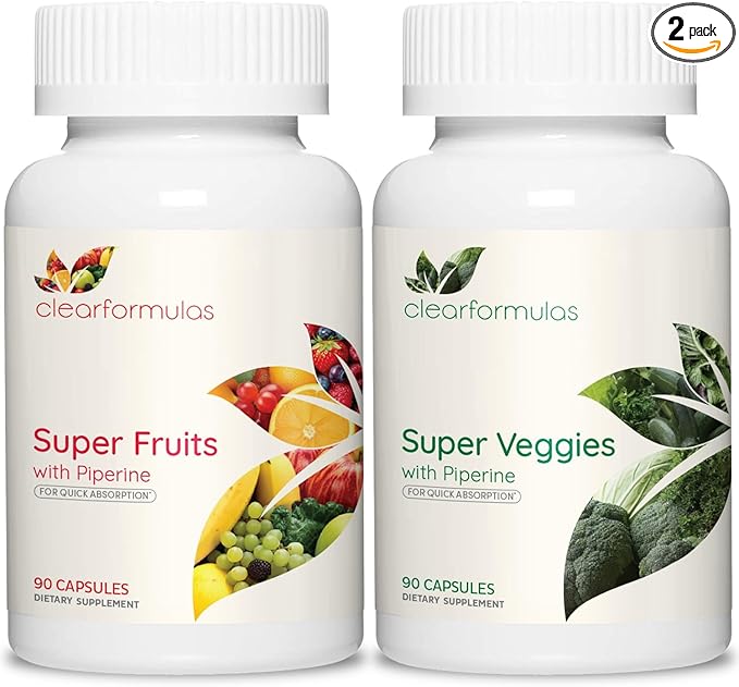 Daily Fruit and Veggies Supplement for Adults - Super Fruits and Vegetables Supplement with 37 Different Super Foods for Overall Health Wellness and Immune Support - Non-GMO and Vegan (30 Servings)
