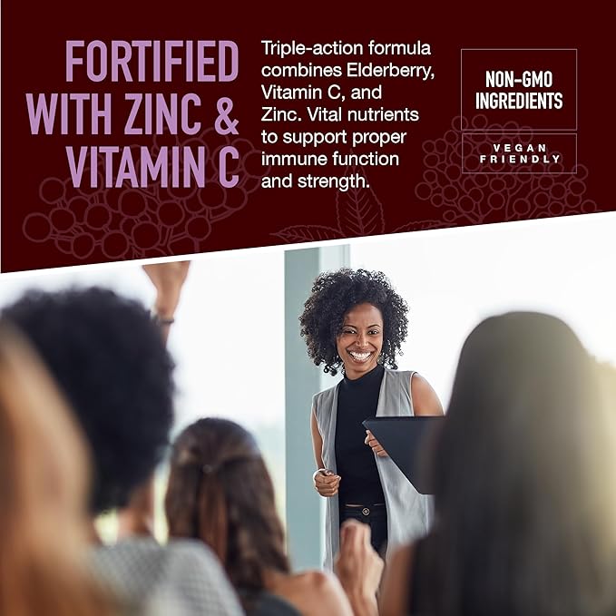 Strong Earth Elderberry Gummies – Sambucus Elderberry Immune Support with Vitamin C & Zinc – Black Elderberry Gummies, Berry Flavor, Non-GMO, Gluten Free, Kosher – 60 Count