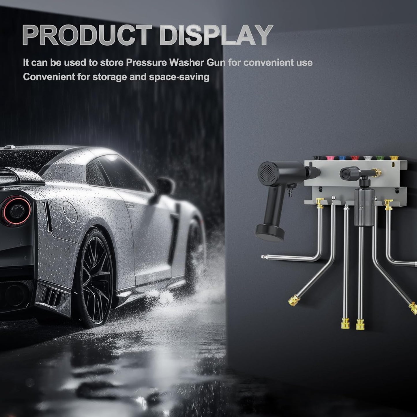 GASHER Pressure Washer Gun Holder, Wall Mount Foam Cannon Holder for Pressure Washer Gun, Fit 1/4 Inch Quick Connector