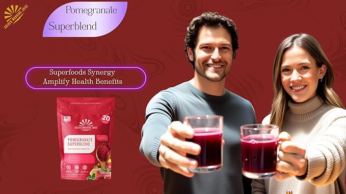 Pomegranate Superblend 100% Freeze Dried Powder Juice, Pomegranate, Avocado, Kale, Beets, Banana, Monk Fruit, No Sugar added.