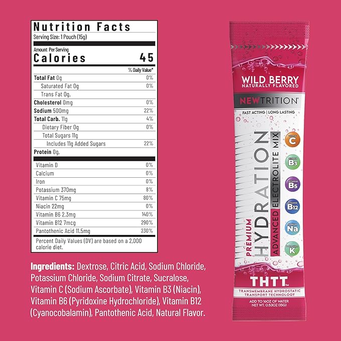 Hydration Powder, Electrolyte Powder Packets, Naturally Flavored Hydrating Packets for Water, Fast Acting Hydrate Electrolytes with Vitamins C & D