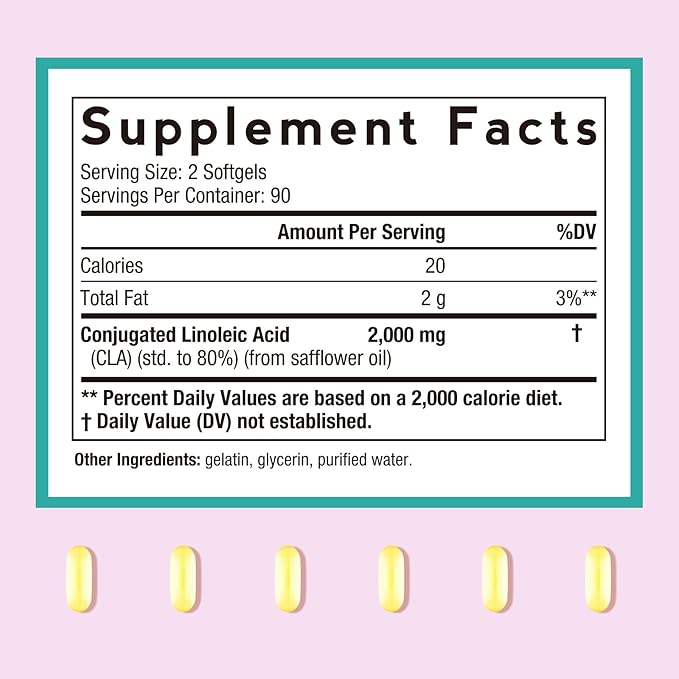 Doctor's Recipes CLA Supplements 2000mg, 80% Conjugated Linoleic Acid from Safflower Oil, for Women & Men, Non-Stimulating, Support Healthy Metabolism & Lean Mass, Non-GMO, 180 Softgels