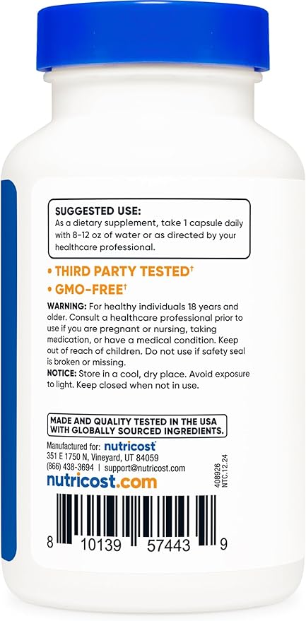 Nutricost Lactase Enzyme Complex 3,000 FCC ALU, 120 Vegetarian Capsules - Non-GMO, Gluten Free, 120 Servings