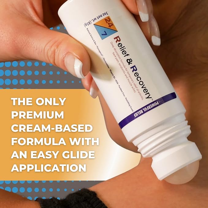 24/7 Relief & Recovery Pain Relief Roll On - 3 Ounce - Muscle Pain Relief Cream, Joint Pain Relief, Bursitis Pain Relief, Sciatica Pain Relief, Pain Relief for Feet, Topical Pain Reliever