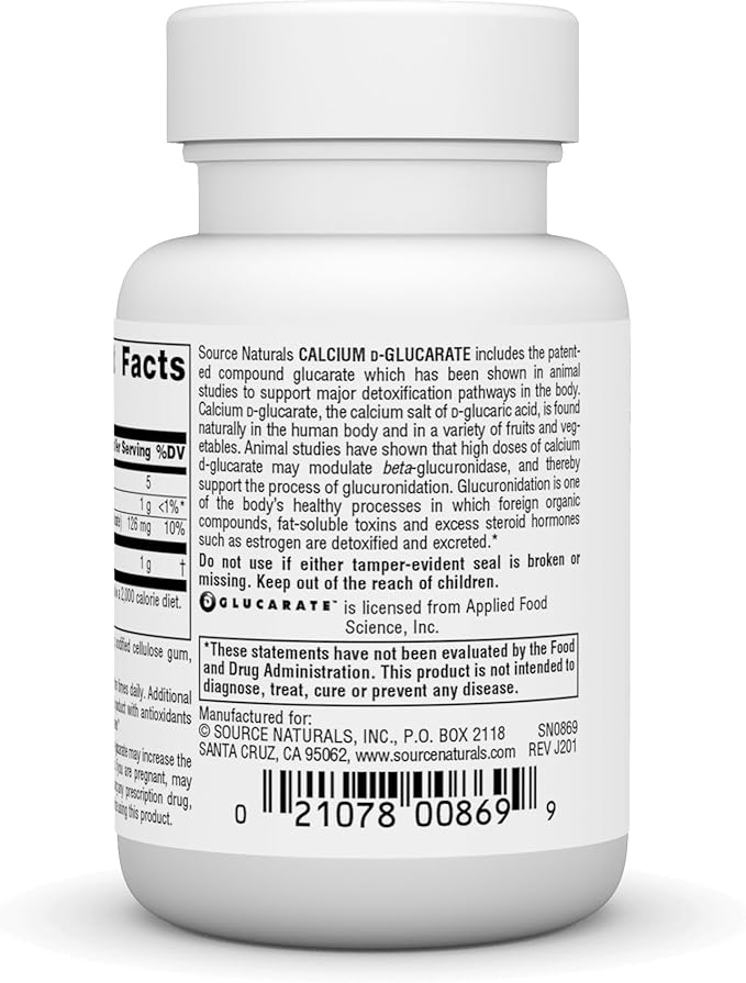 Source Naturals Calcium D-Glucarate 500mg Cellular Detoxifier - 60 Tablets