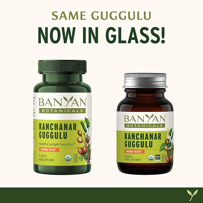 Banyan Botanicals Kanchanar Guggulu Tablets – Organic Lymph Supplement with Guggulu Resin – Promotes The Healthy Elimination of Natural Toxins* – 90 Tablets – Non-GMO Sustainably Sourced Vegan