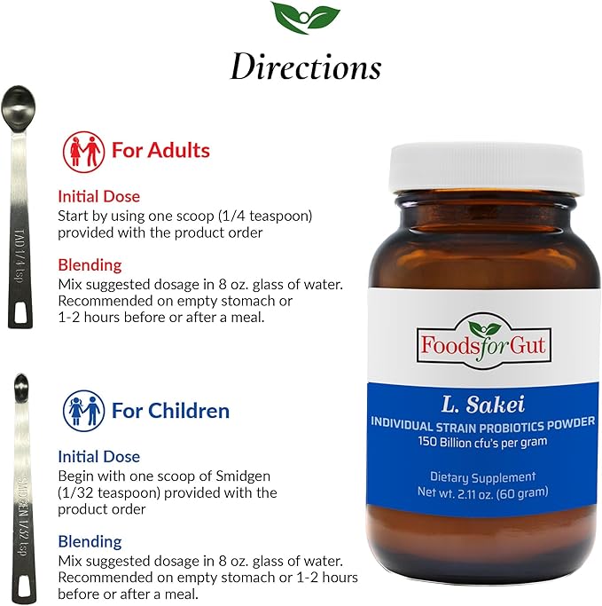 Lactobacillus Sakei Probiotic Powder 150 Billion cfu's | Made in USA | No Additives | Sinus and Sinusitis Relief | High Potency | L. Sakei | 60 Grams (2.11 Oz)