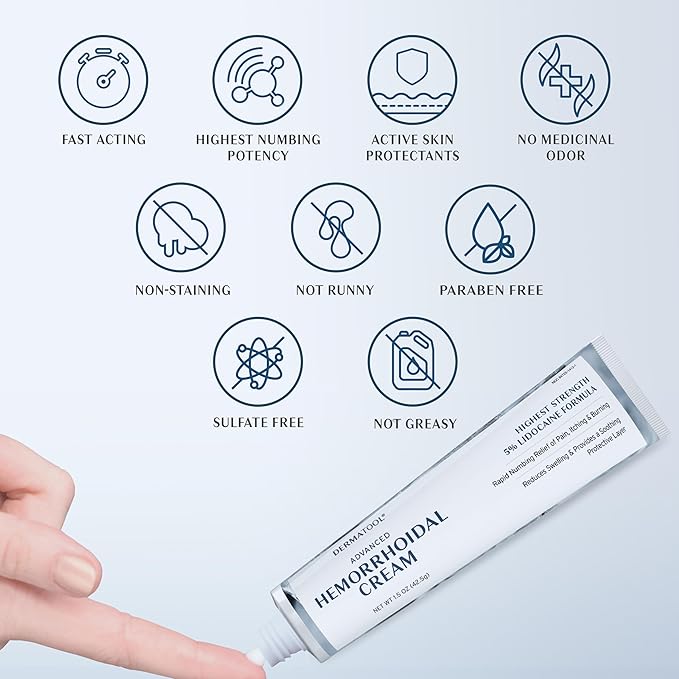 Hemorrhoid Treatment - Advanced Hemorrhoid Cream 5% Lidocaine & Phenylephrine - Hemorrhoid Shrinking Treatment - Rapid Relief of Pain, Swelling, Bleeding, Itching and Burning - Fissure & Hemorrhoids