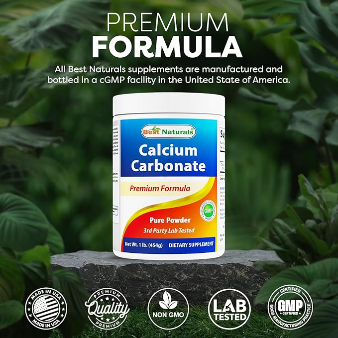 2 Pack - Best Naturals Calcium Carbonate Powder 1 Pound (Total 2 Pound) - Food Grade