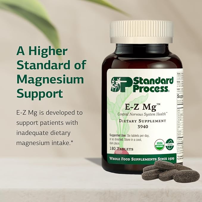 Standard Process Inc. E-Z Mg - Plant-Based, Multiform, Organic, Supports Patients with Inadequate Dietary Magnesium Intake - 180 Tablets