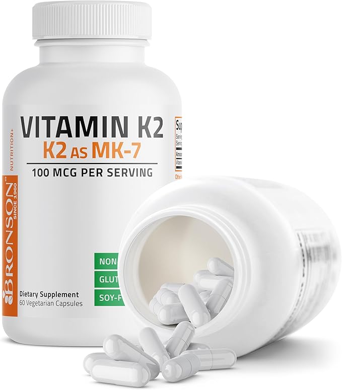 Bronson Vitamin K2 as MK-7 Menaquinone 100 mcg Non-GMO, 60 Capsules