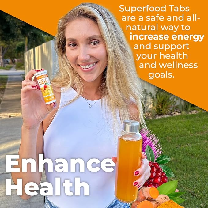 ā Anti-Bloat Cleanse Drink with 15 Superfoods | Supports Digestion, Energy & Cravings | Vegan, Non-GMO | 60 Effervescent Tabs ā Peach Mango Flavor