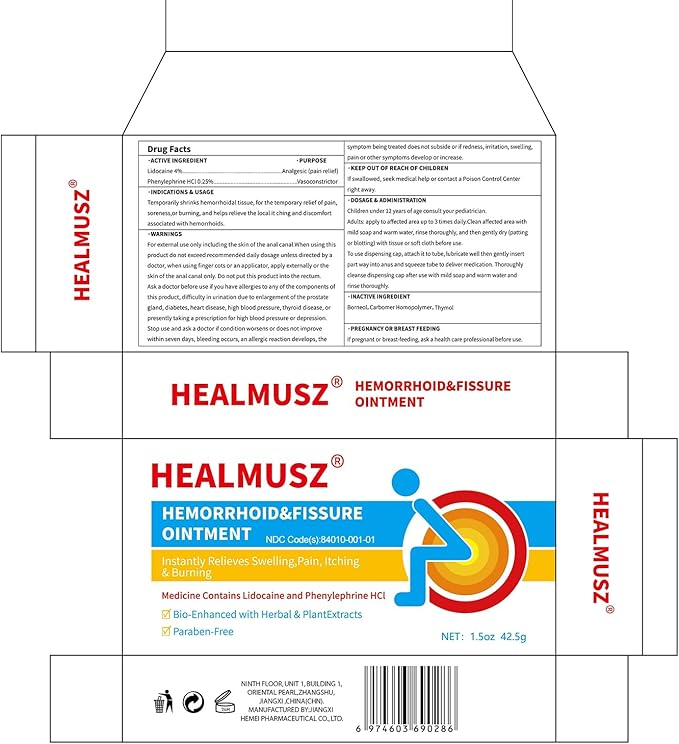 Hemorrhoid & Fissure Ointment, Hemorrhoid Treatment and Hemorrhoid Cream with Lidocaine 4% & Phenylephrine HCI, Hemorrhoidal treatment for Fast Relief of Itching, Pain, Burning, Swelling - 1.5 oz BB