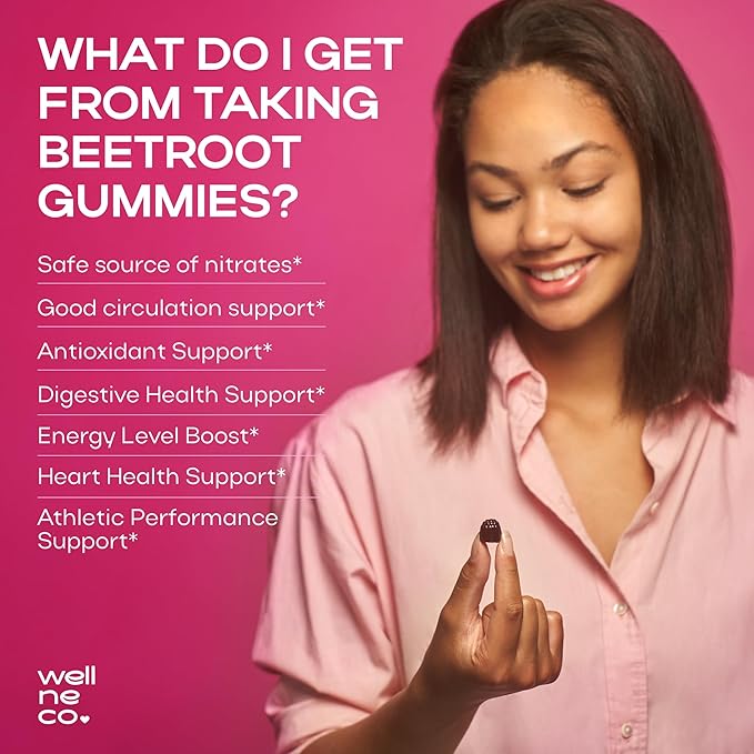 Beet Chews for High Blood Pressure - Beet Root Gummies Made in USA with Tart Cherry - Nitric Oxide Supplements for Energy and Cardio Health - Vegan, No GMO, Pectin Based - for Women and Men