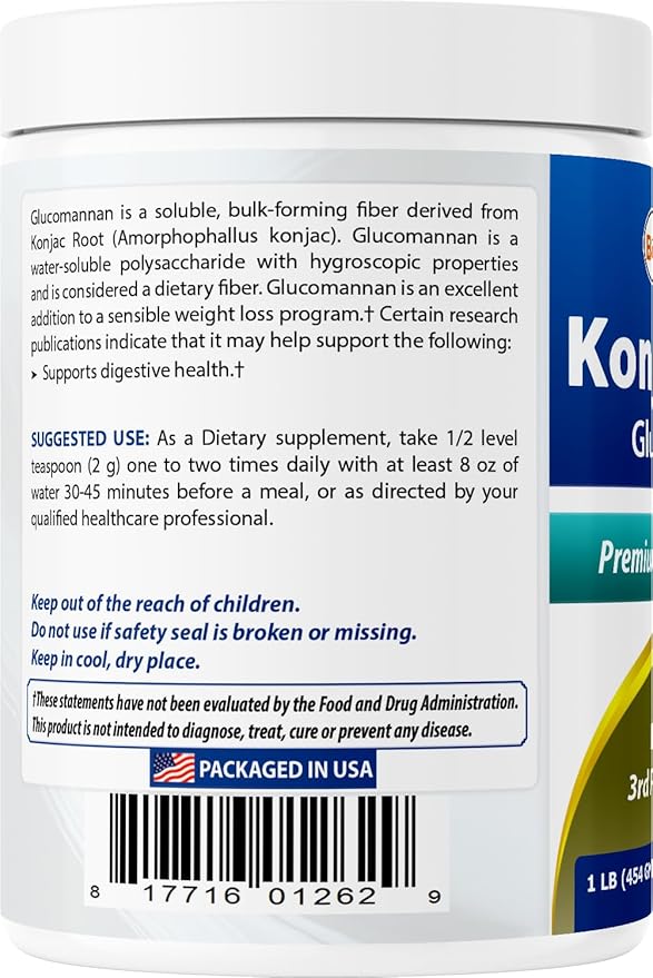 Best Naturals 2 Pack Konjac Glucomannan Root 1 Pound - 2000 mg per Serving - (Total 2 Pound)