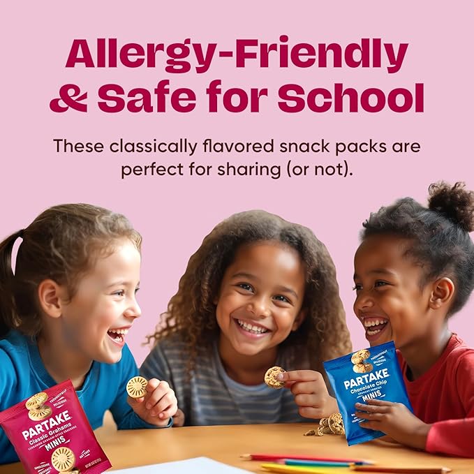 Partake Gluten Free Crunchy Chocolate Chip Cookies + Classic Graham Crackers Variety Pack - Vegan - Free From the Top 9 Allergens Including Dairy, Wheat, Soy, Eggs, & Peanuts - Non GMO - Safe School & Office Snack (20 Packs, 0.67 oz)