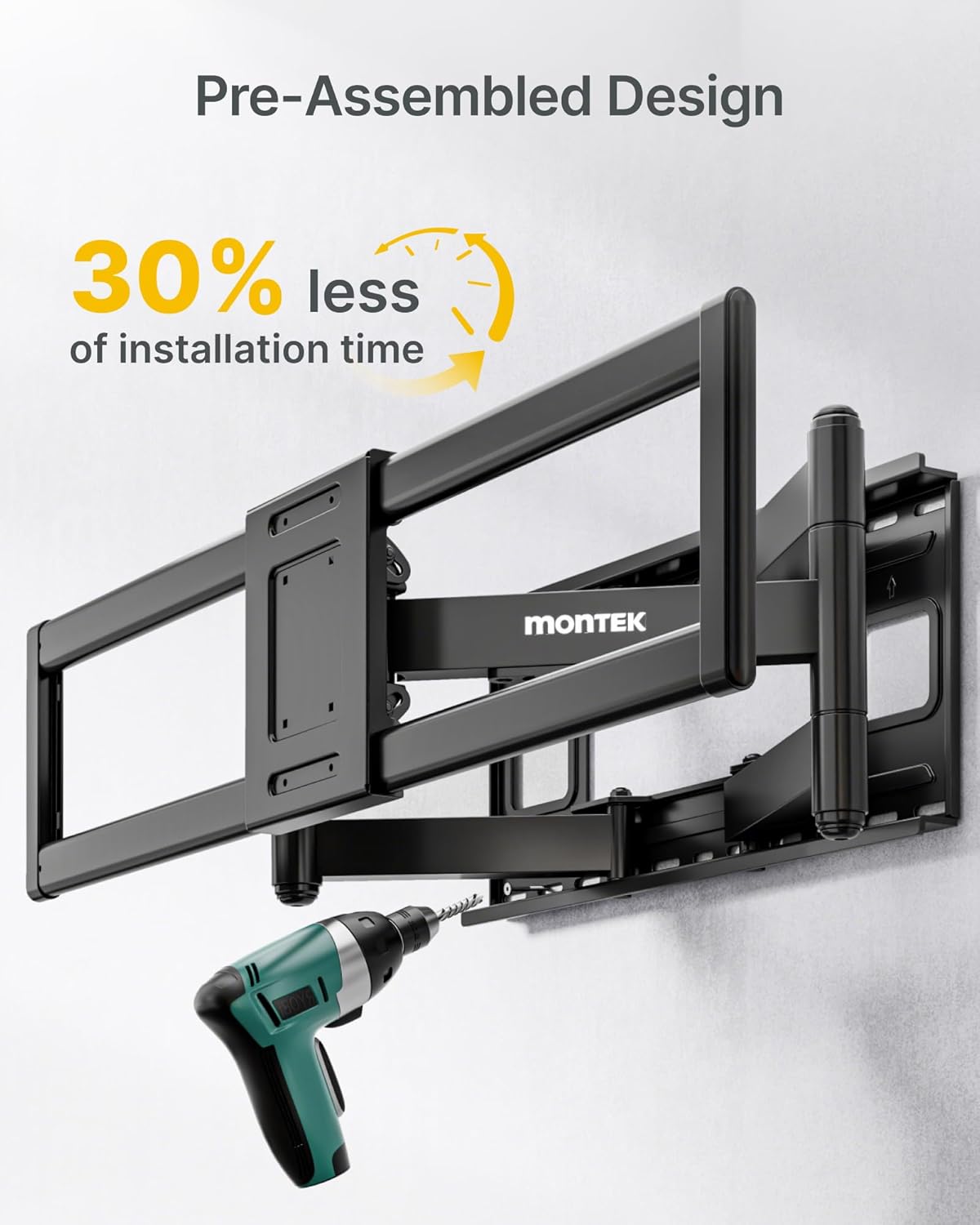 monTEK Heavy Duty XXL Full Motion TV Wall Mount for 60-120 inch Extra Large TVs, Holds 265 lbs, Max VESA 900x600, 27.7" Extension, Swivel & Tilt, Preassembled, Fits 12–24" Studs, LED/LCD/OLED 4K/8K
