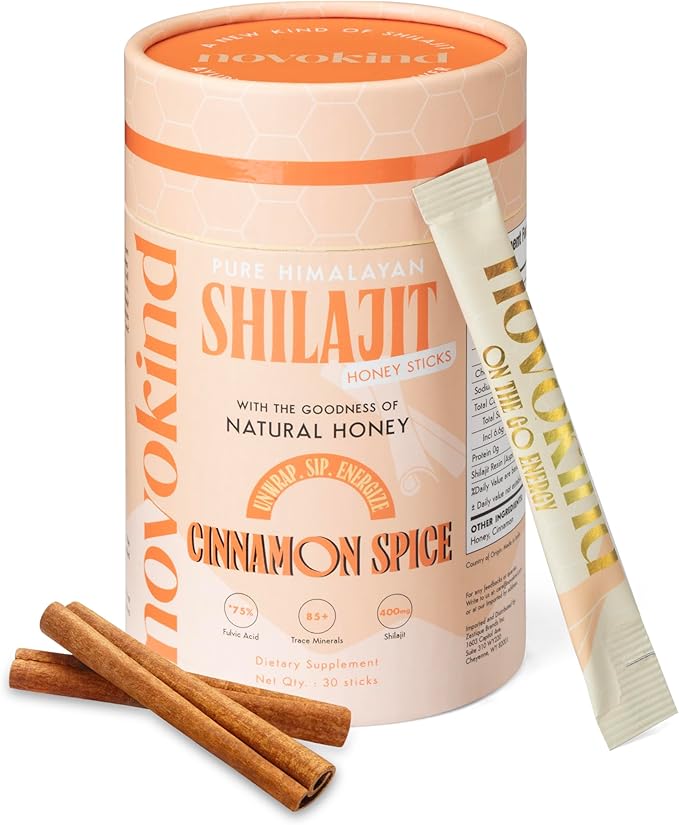 Pure Himalayan Shilajit for Men with Honey - Cinnamon, On-The-Go Energy Sticks & Immune Support for Women | 75%+ Fulvic Acid | 85+ Trace Minerals, 100% Natural, Pack of 30