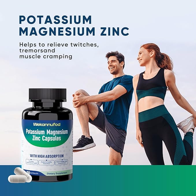 Potassium Magnesium Supplement - 150 Capsules - High Absorption Magnesium Complex - Potassium Supplement to Support Vascular Health & Leg Cramp