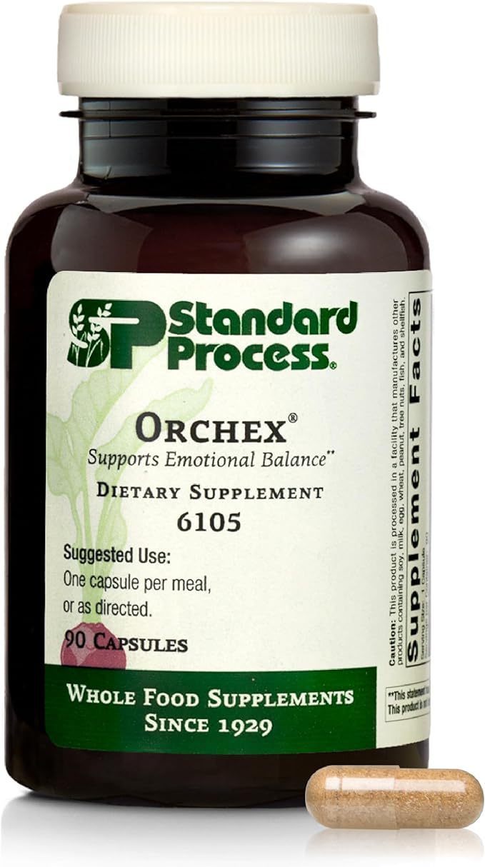 Standard Process Inc. Orchex - Whole Food Nervous System Supplements, Cholesterol, Mental Clarity and Emotional Support with Soy Protein, Ascorbic Acid, Calcium Lactate, Wheat Germ - 90 Capsules