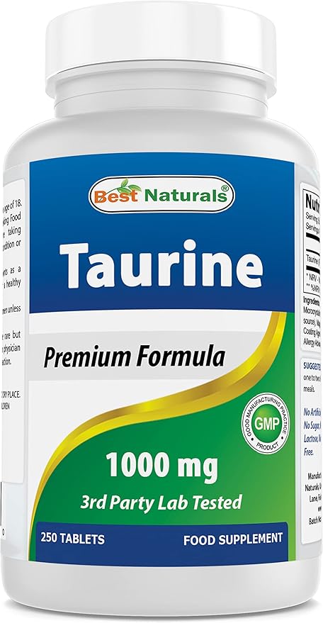 Best Naturals Taurine 1000 mg 250 Tablets - Supports Eye Health, Healthy Cellular Activity & Cardiovascular Health