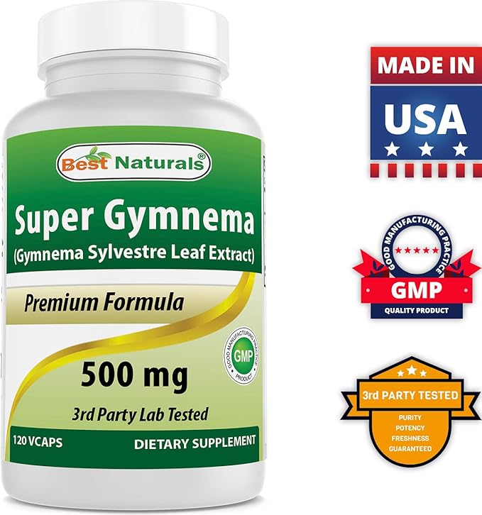 Best Naturals Gymnema Sylvestre Extract 500 mg 120 Vegetarian Capsules - Contains Minimum of 25% Gymnemic Acid (Pack of 2)