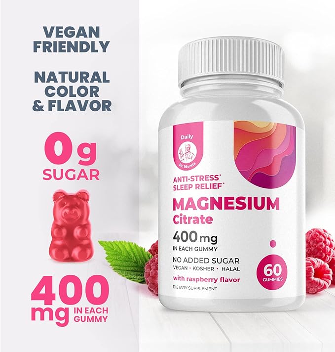 Magnesium Gummies Sugar-Free - Calm Magnesium Supplement for Children, Supports restful Sleep, Sugar-Free Magnesium Citrate Gummies for Kids & Adults (120 Count)