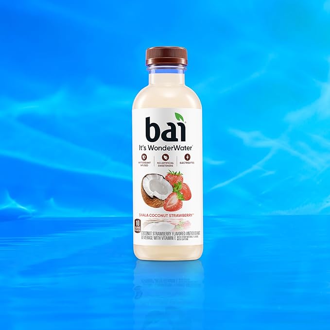 Bai Antioxidant Infused Water Beverage, Shala Coconut Strawberry, with Vitamin C and No Artificial Sweeteners, 18 Fluid Ounce Bottle, 12 Pack