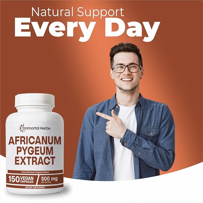 Africanum Pygeum 500mg, 25:1 Extract, 150 Pills, Extra Strength Pygeum Supplement for Men and Women, Non-GMO and Gluten-Free Bark Extract Capsules, 5 Months Supply