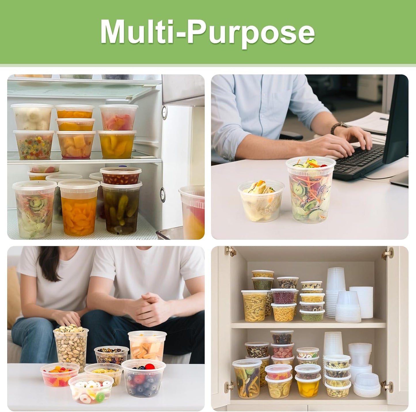 60 Sets (120-Piece) Deli Containers with Lids 8 oz, Leak-Proof & BPA Free Airtight Takeout Plastic Food Storage Containers for Soup, Freezer/Microwave/Dishwasher Safe