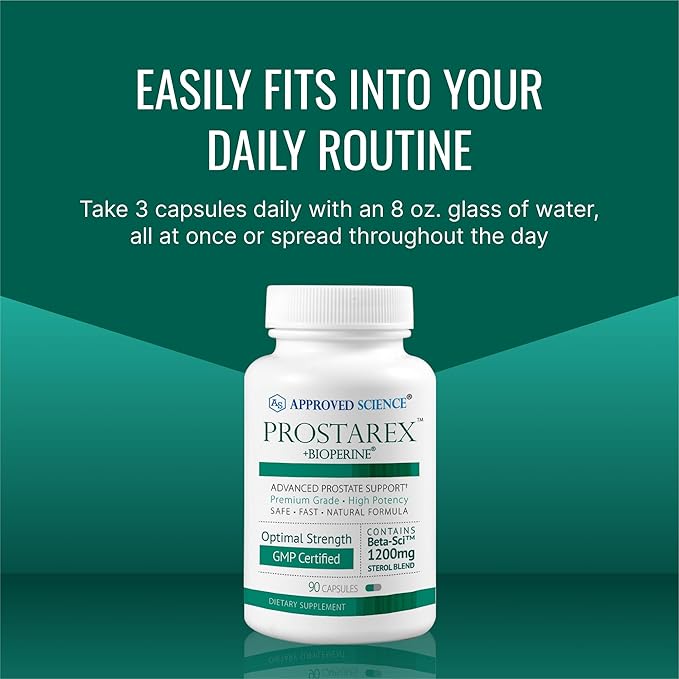 Approved Science Prostarex - Prostate Supplement - Saw Palmetto, 1200mg Beta-Sitosterol, Bioperine - 540 Capsules - 6 Month Supply