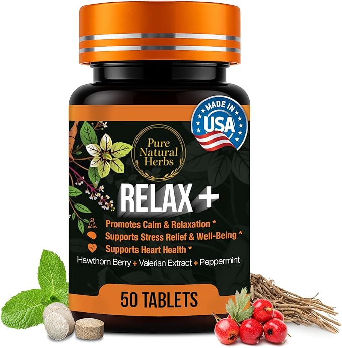 Valerian Hawthorn & Peppermint Tablets, 50 Count – Organic Hawthorne Berry & Valerian Root Herb Supplement – Vegan Non-GMO Calm Support & Peppermint Pills for Digestive Wellness