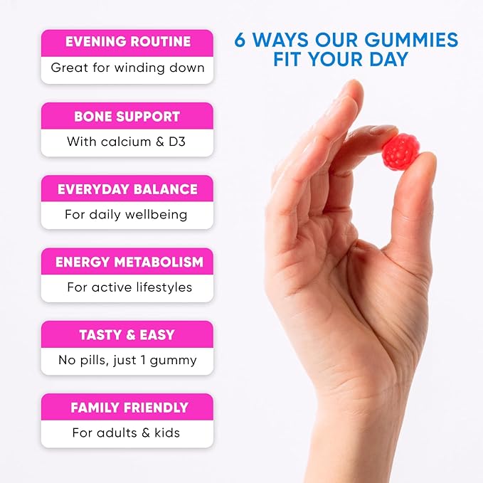 Magnesium Glycinate Gummies 400mg, High Absorption Magnesium Supplement for Women, Men and Kids, Muscle Support and Relaxation, Sugar Free, Vegan, 60 Days Supply, Raspberry Flavor