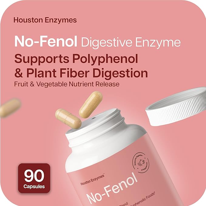No-Fenol - Digestive Enzyme Supplement for Polyphenolic Digestion and Fruits & Vegetable Fibers - Digestive Enzymes for Women and Men (90 Capsules)