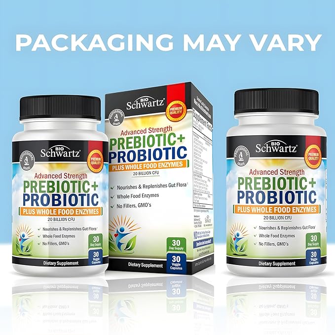 Advanced Prebiotics and Probiotics for Women & Men, Immune, Digestive & Gut Health with L. Reuteri, Inulin Fiber, Digestive Enzymes, Non-GMO, Gluten-Free, Dairy-Free, 30 Capsules