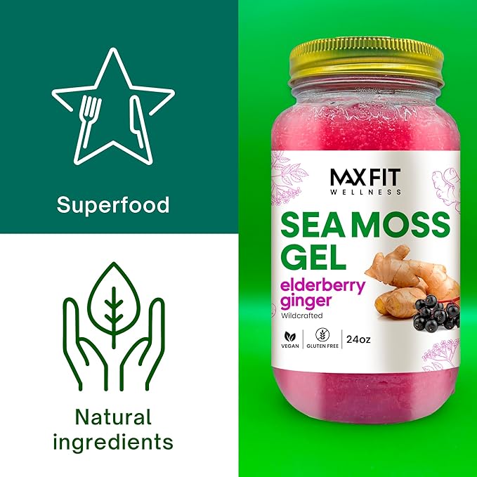 Sea Moss Gel Raw (12 Flavors) 24oz Wildсrafted Gold Sea Moss Gel from Saint Lucia | 92 Vitamins and Minerals | Pure Raw+Non-GMO | Vegan Superfood