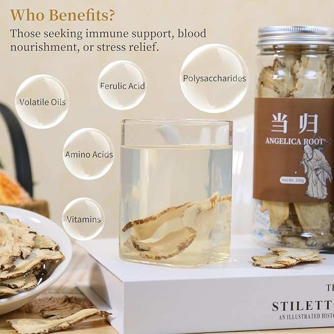 Wanhua Hall Dang Gui Tea Dong Quai Angelica Sinensis Slice Natural Herbal Tea Chinese Dried Herbs No Additives Sulfur Free 当归 當歸7.05oz/200g